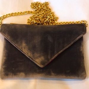 Gray velvet evening bag